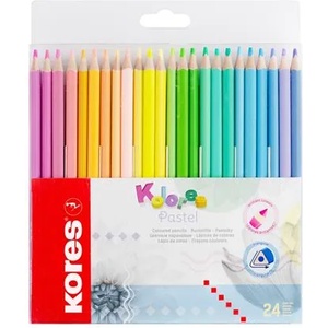 Kores Комплект цветни моливи, триъгълни, KORES "Kolores Pastel", 24 пастелни цвята 93321 (93321)