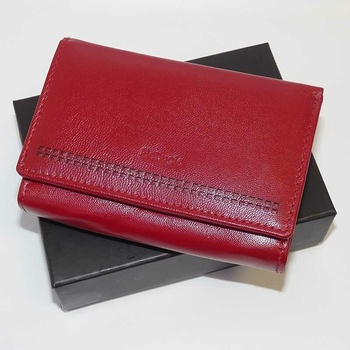 Bellugio Dámská červená kožená peněženka s monogramem a vlastním textem