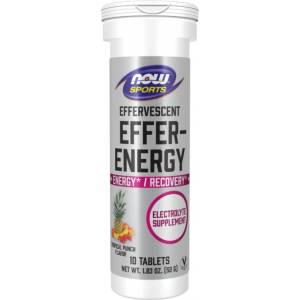 NOW Foods Effer-Energy / Effervescent Energy [10 разтворими таблетки] Тропически пунш