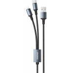 Dudao Универсален USB кабел с Lightning и USB-C конектори (120 см) - Dudao LBA 2-in-1 Charging Cable 6A (черен) (TGL2)