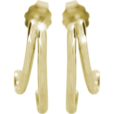 JSB bijoux s.r.o. Pozlacené stříbrné náušnice puzety dvojitá kreole bez krystalů (Stříbro 925/1000)