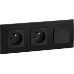 Legrand - Двойна домашна розетка и еднополюсен ключ № 1 с рамка NILOE 250V č (LR0001D)