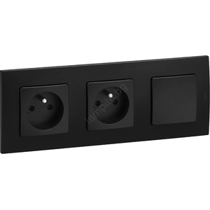 Legrand - Двойна домашна розетка и еднополюсен ключ № 1 с рамка NILOE 250V č (LR0001D)
