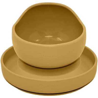 PETITE&MARS Set jedálenský silikónový TAKE&MATCH tanier miska Intense Ochre 6m+ VP-F171134 2 ks