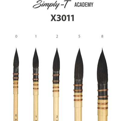 Štětec Simply-T Academy X3011 - Squirrel, krátká rukojeť Velikost štětce: 6