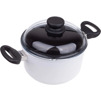 Top Alulit Titanový hrnec 20 cm x 11 cm / 3.0 l s poklicí, bílý