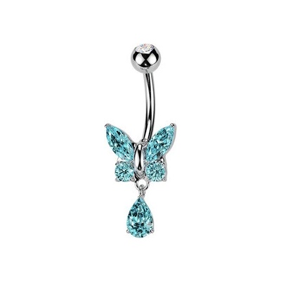 Šperky4U Piercing do pupíku motýlek WP0047-AB