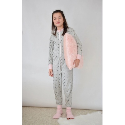 Overal Černé kuličky růžové ponožky