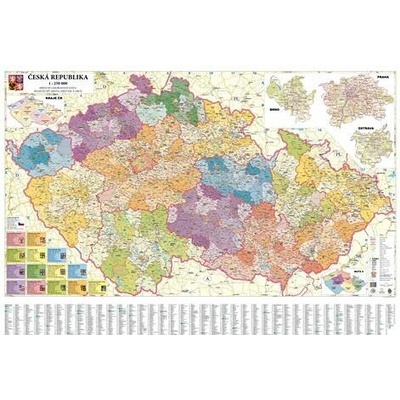 Česká republika administrativní obří - nástěnná mapa 200 x 140 cm, lamino + 2 lišty