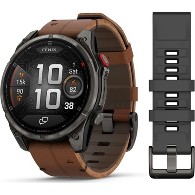 Garmin Fenix 8 Pro 47 mm AMOLED Sapphire Carbon grey DLC titán/Chestnut leather 010-03198-40