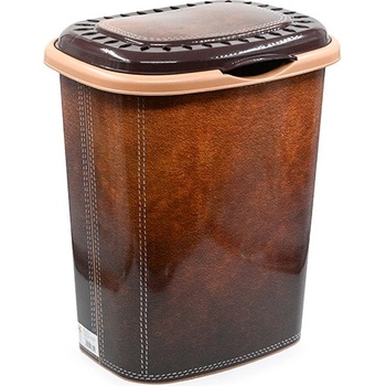 Шарен овален кош за мръсно пране и капак 41л. - Кожа (x48 d0012)