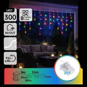 Aigostar - LED външен коледен гирлянд 300xLED/8 режима, 3xAA, 18 x 0, 6 m, IP44, многоцветен (AI2401)