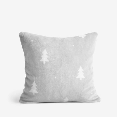 Goldea vianočná Mikroplyš deluxe biele stromčeky na sivej 40 x 40 cm