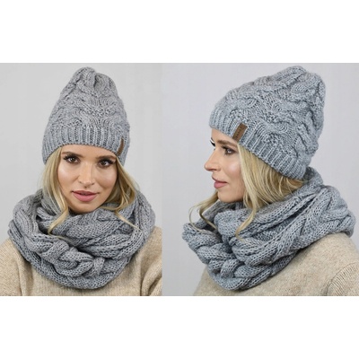 Fashionweek Dámská souprava čepice a šály ZIZI-K9 šedý