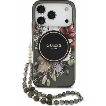 GUESS IML Flowers Strap MagSafe Заден Калъф за iPhone 17 Pro Черен Guess | Cheren | МЪЖЕ | UNI