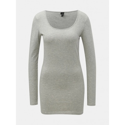 VERO MODA Maxi melírované basic tričko s dlhým rukávom Sivé
