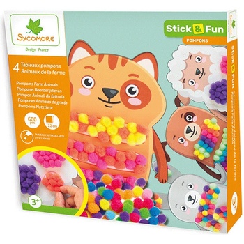 Sycomore Stick&Fun Zdobení bambulkami - Hospodářská zvířata 4 ks