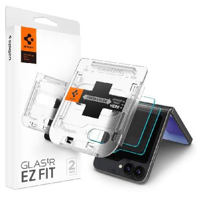 2 Стъклени протектора за дисплей на Samsung Galaxy Z Flip 6 от Spigen Glas. TR " Ez Fit" - Прозрачни (8809971229098)