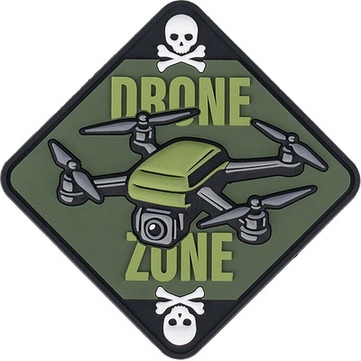 Gumová nášivka 101 Inc Drone Zone Skull and Bones - olivová-čierna