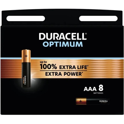 Алкална батерия duracell optimum mx2400 lr03 aaa /8 бр. в блистер/ 1.5v (dur-ba-lr03-optimum-8pk)