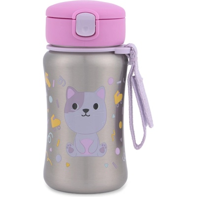 Skip Hop Láhev s brčkem na vodu nerez Besties Squad Kočička 12m+ 350 ml