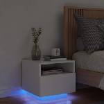 vidaXL Нощно шкафче с LED осветление, бяло, 40x39x37 см (836798)