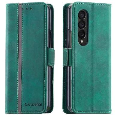 CASE PU kožené peněženkové pouzdro na mobil Samsung Galaxy Z Fold4 5G - zelené