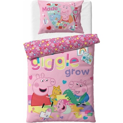 Carbotex bavlna obliečky Prasiatko Peppa motív Čas na hranie 100% bavlna 70x90 140x200