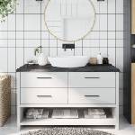 vidaXL Плот за баня тъмнокафяв 140x60x(2-4)см обработено масивно дърво (3156247)