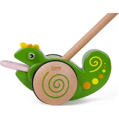 Classic World Дървена играчка за бутане - Хамелеон (cw10507)