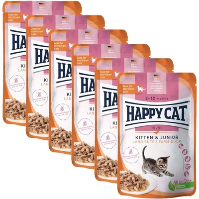 Happy Cat Консерва Котенца и Юноши Земна Патица 6 x 85 г
