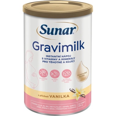 Sunar Gravimilk s příchutí vanilka pro těhotné a kojící ženy 450 g – Zboží Dáma