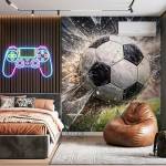 Art Gift Decor Фототапет футболен удар със счупено стъкло