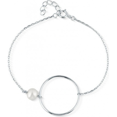 JwL Luxury Pearls Minimalistický stříbrný náramek s pravou perlou JL0859