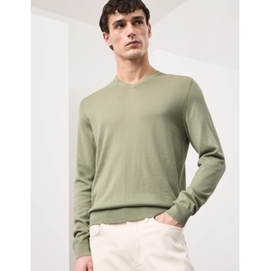 Marks & Spencer Пуловер с V врат от чиста необичайно фина вълна мерино Marks & Spencer зелена Marks & Spencer | Zelen | МЪЖЕ | L REG