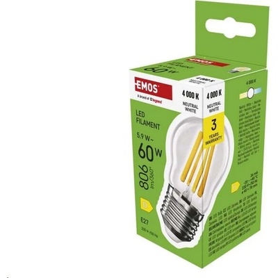 EMOS ZF6D43 LED žárovka Filament Mini Globe E27 5,9 W 60 W 806 lm neutrální bílá