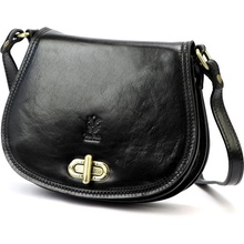 Středně velká kožená crossbody kabelka Florence no. 873 Černá