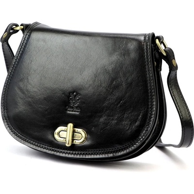 Středně velká kožená crossbody kabelka Florence no. 873 Černá