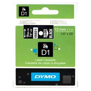 DYMO D1 45021, S0720610, 12mm x 7m бял печат / черен фон, оригинална лента (45021)