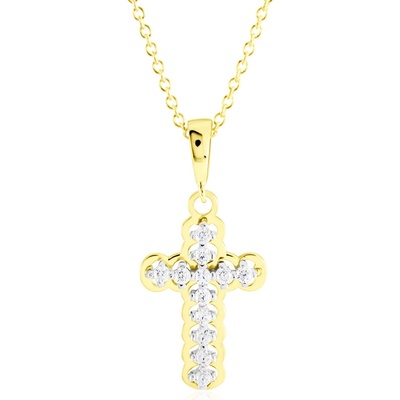 Gemmax Zlatý řetízek s křížkem se zirkony GLSCB-01013-36261
