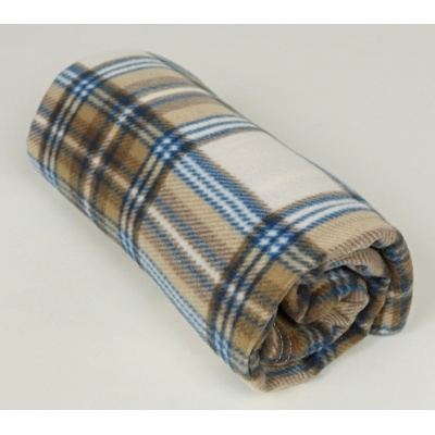 JAHU fleece deka kostka hnědá 150x200