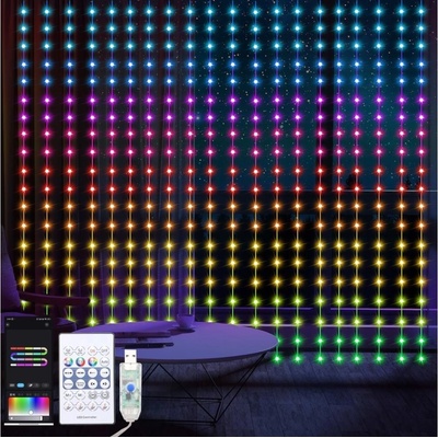 Milagro | LED RGB Stmívatelný vánoční závěs WIZARD 400xLED/USB 2x2m + dálkové ovládání | MI2552