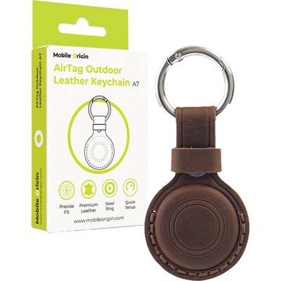 Mobile Origin Kožená klíčenka AirTag Outdoor A7 Tmavě hnědá MO-AOLK-MBRW