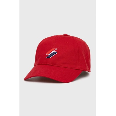 Superdry Памучна шапка Superdry в червено с изчистен дизайн (Y9010030A.OPI)