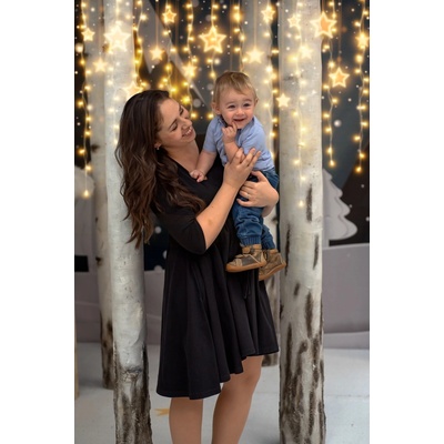 Jsem máma bavlněné kojicí šaty s kapsami 3/4 rukáv černé – Zboží Dáma