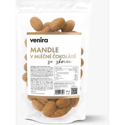 VENIRA mandle v mliečnej čokoláde so škoricou v mliečnej čokoláde so škoricou 200 g 200 g