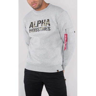 Alpha Industries mikina Camo Print Sweat šedá/woodland nápis