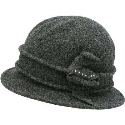 Faustmann cloche dámský vlněný klobouček s kamínky tmavě šedý