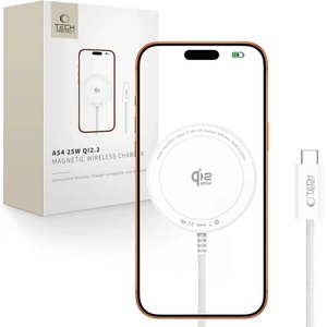 Tech-Protect A54 MAGNETIC MAGSAFE безжично зарядно устройство 25 W Qi2.2, бяло