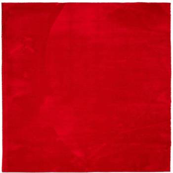 Килим HUARTES с къс косъм, мек и миещ се, червен, 160x160 см